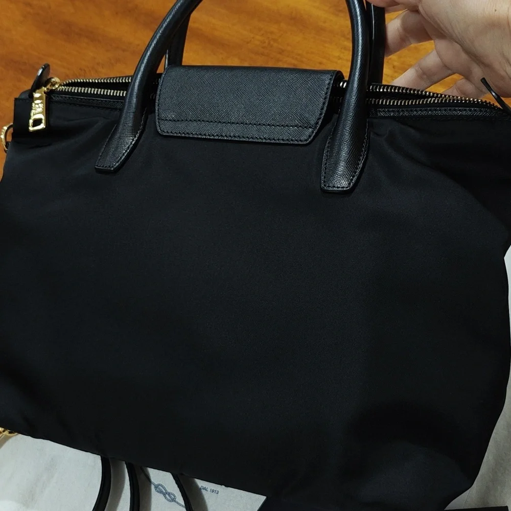 Prada Black Nylon Satchel with Gold Hardware - Picture 3 of 16